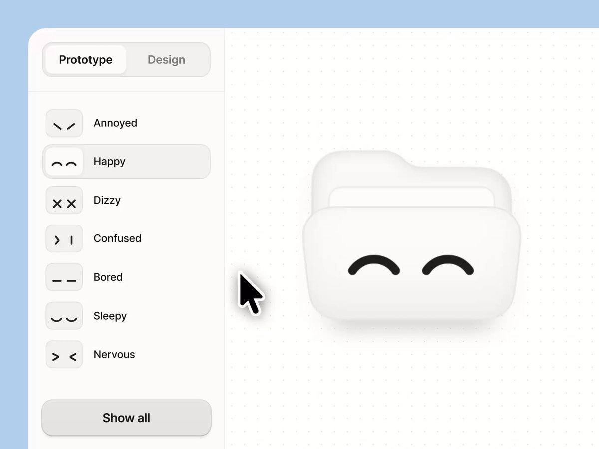 Folder icons with feelings [ > < ] This @framer experiment got out of hand real…