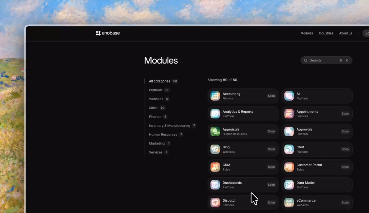 most module directories are just a grid you scroll. this one for Enobase swaps i…