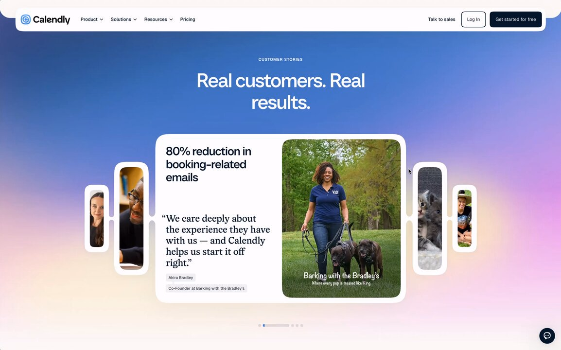 Morphing testimonial carousel by https://calendly.com