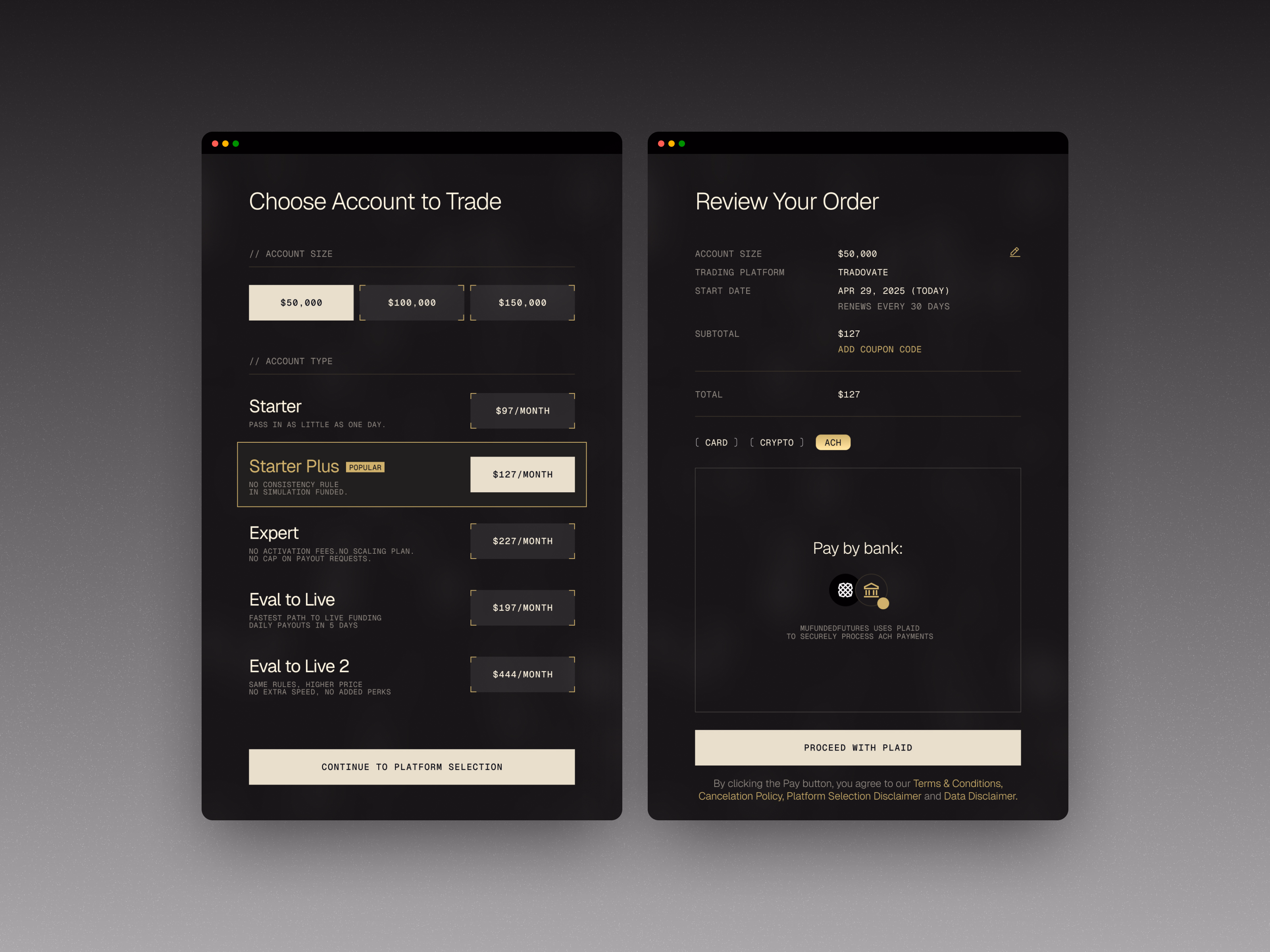 checkout design interface [ futures ] - Alex