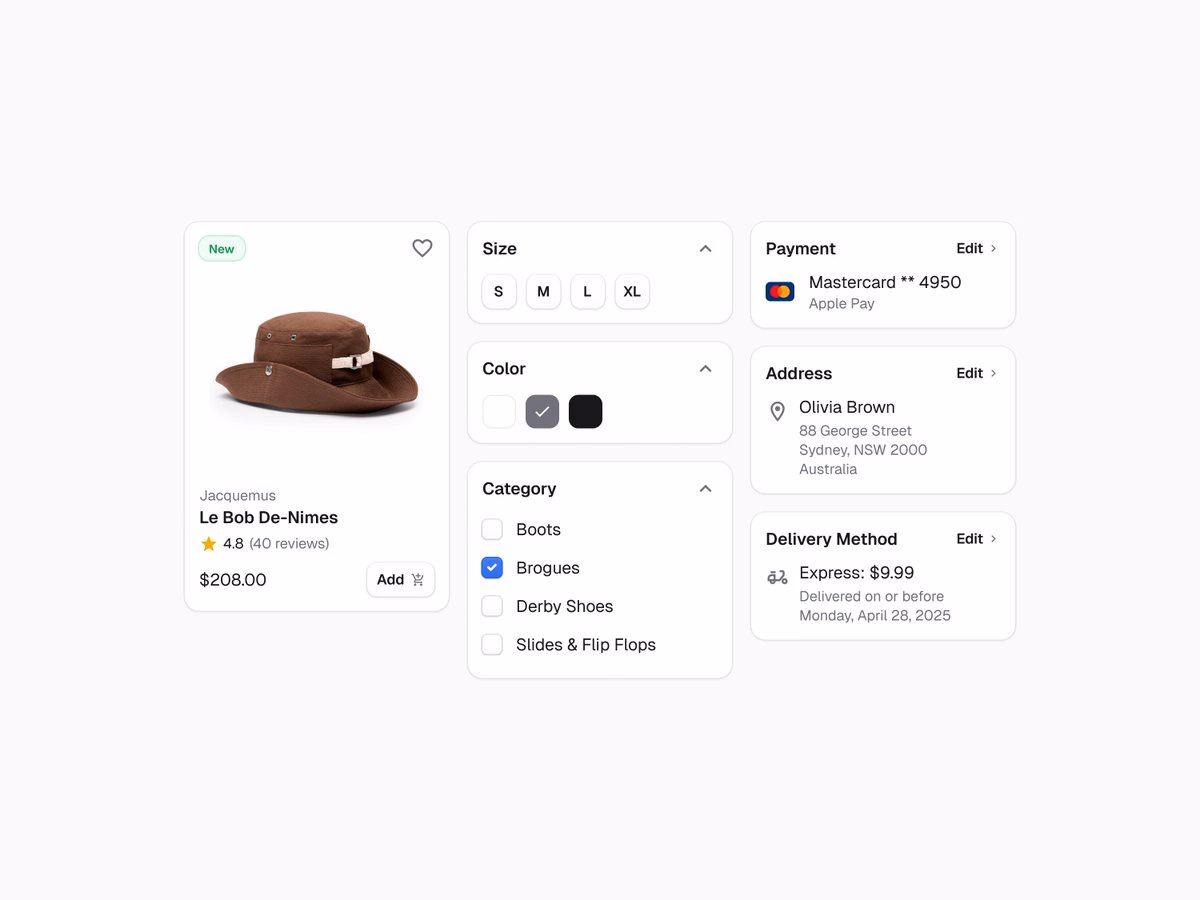 Ecommerce cards made with Base 02 UI Kit - Pixsellz