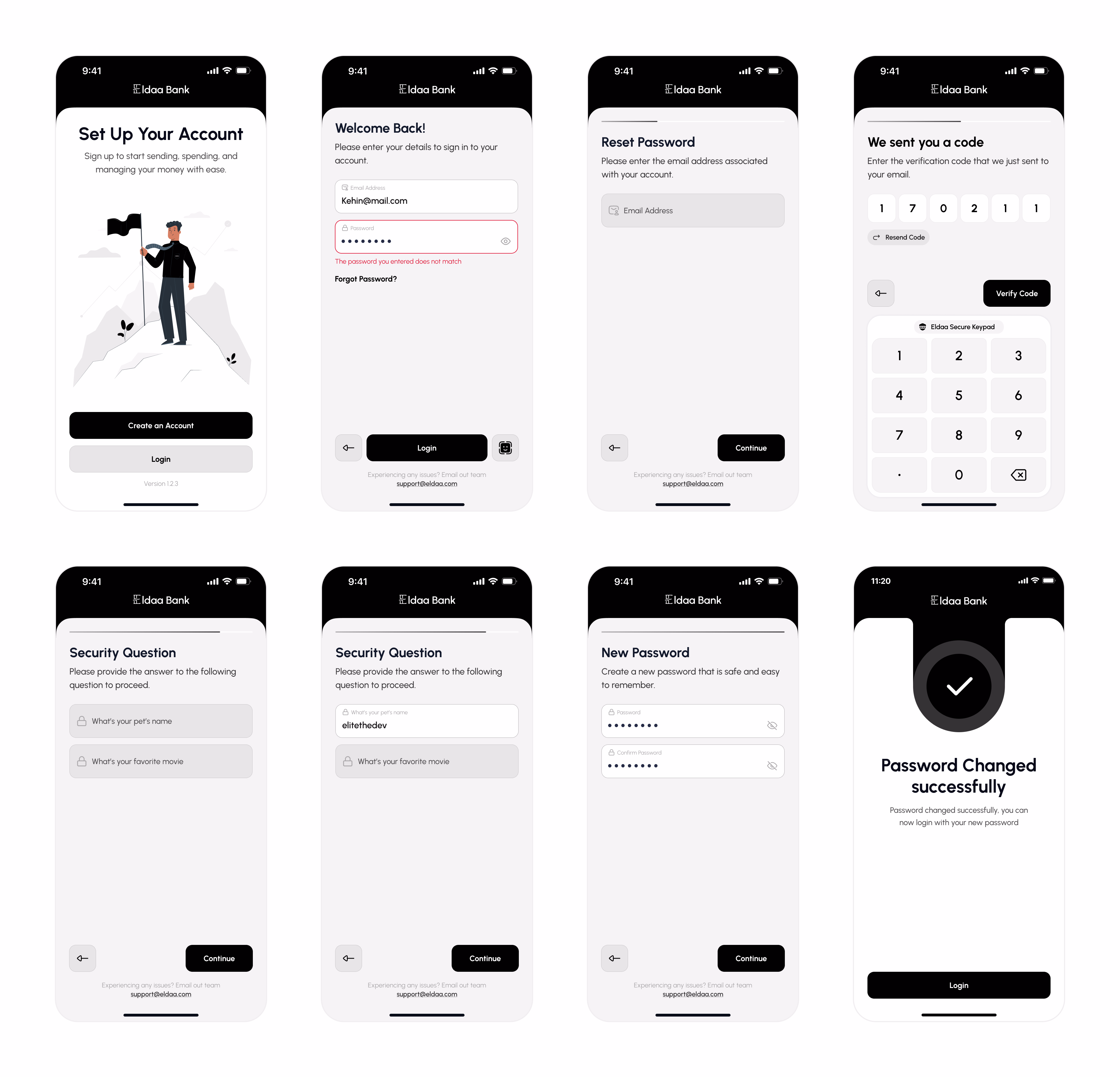Password recovery flow - Kati | UI/UX for Fintech, Saas & AI