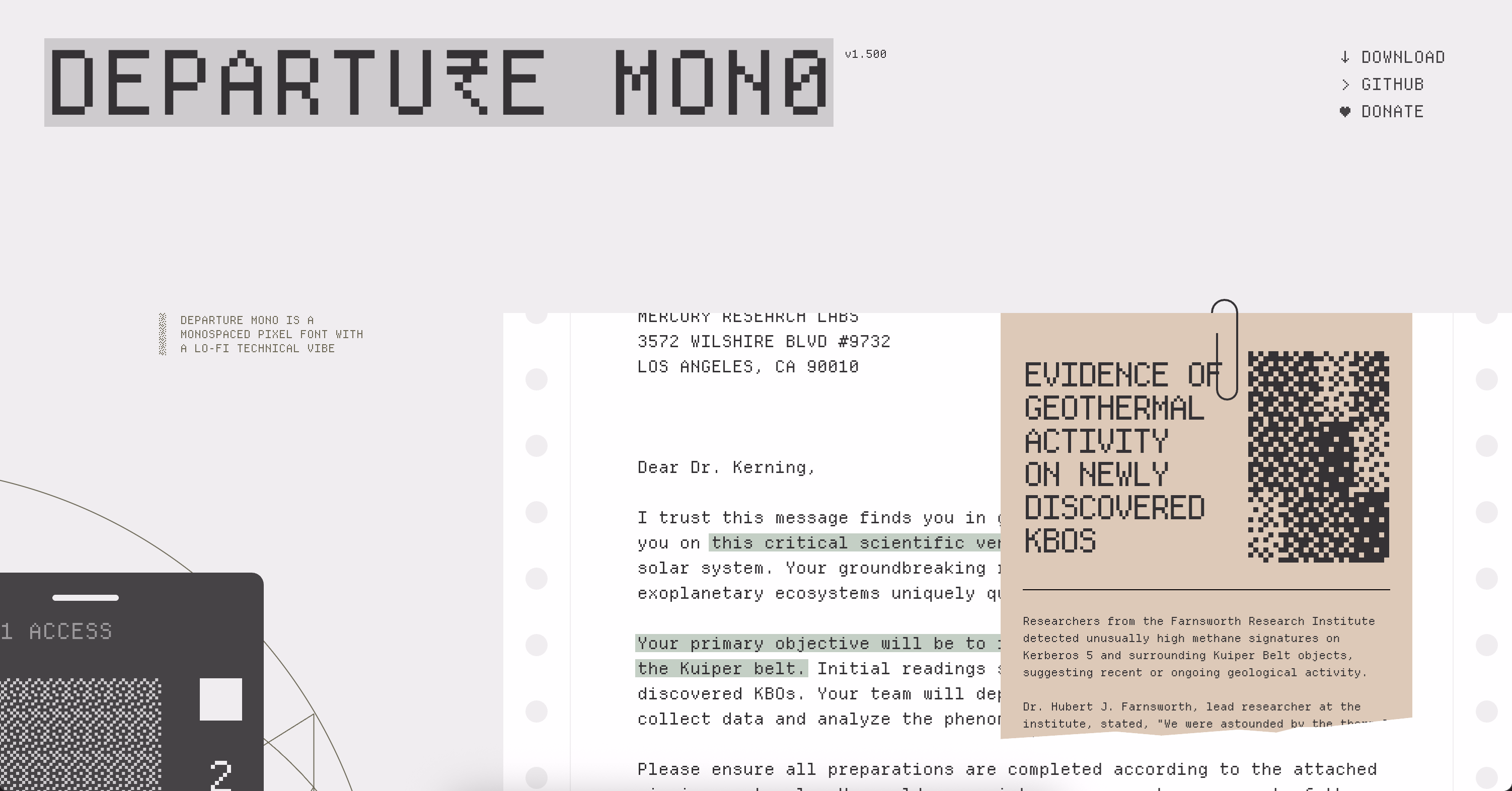 accidentally discovered the website for Departure Mono, made by the... - priya