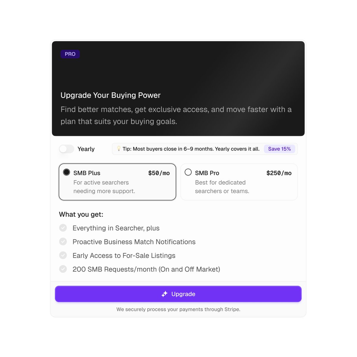 Upgrade modal - Fay
