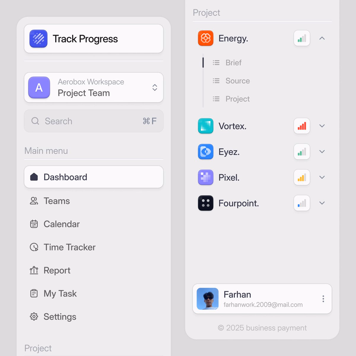 Clean Sidebar Dashboard - Farhan