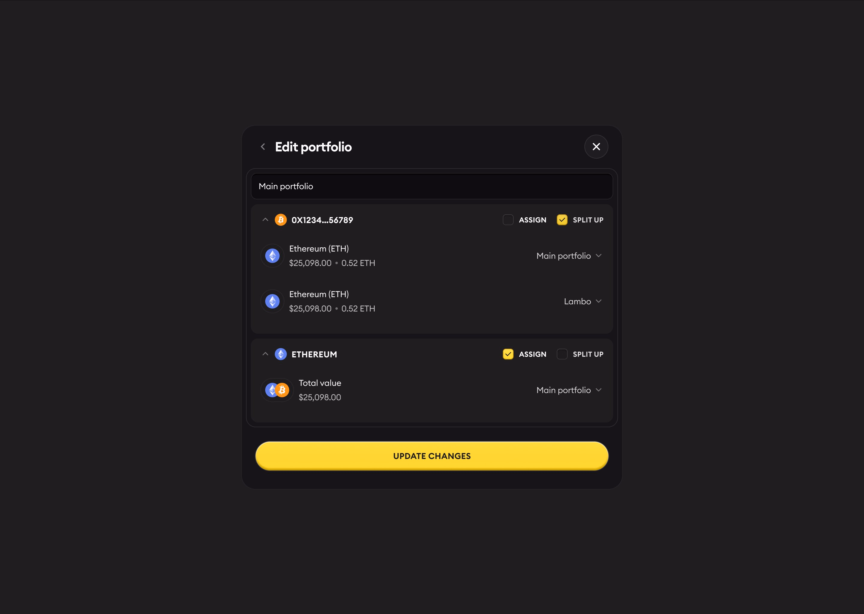 Manage portfolio modals - Adrian