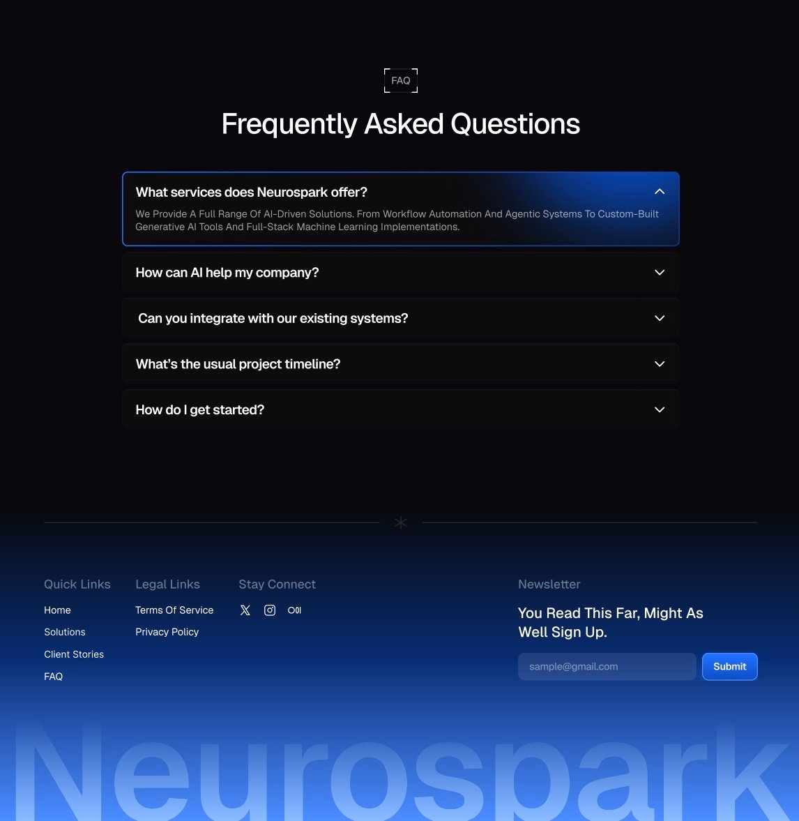 FAQ + Footer section - Raunak