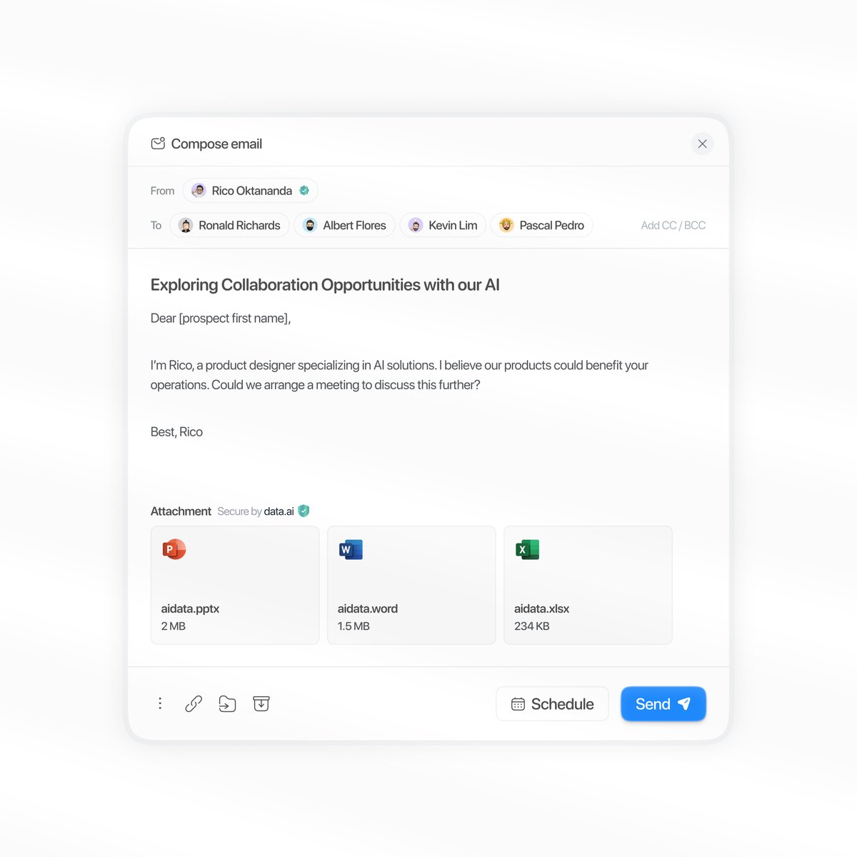 Send Email design component - rico
