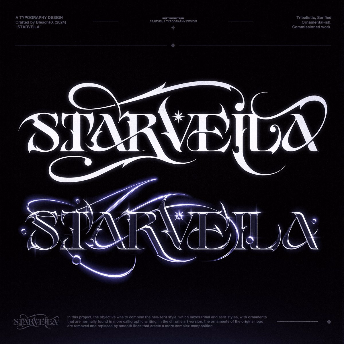 starveila - typography & chrome art - BLEACH 効果