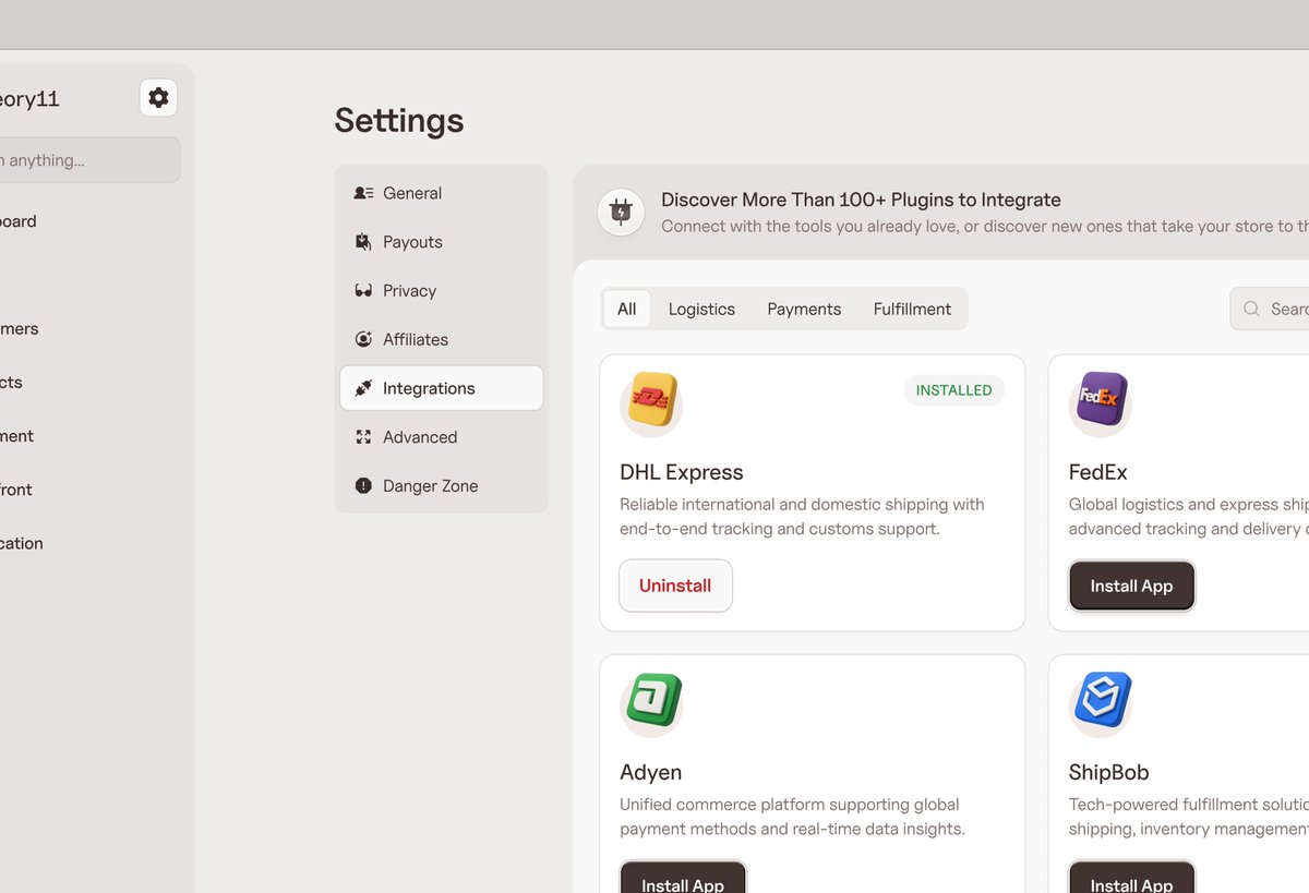 integration settings // saas dashboard ui - Farrel Putra