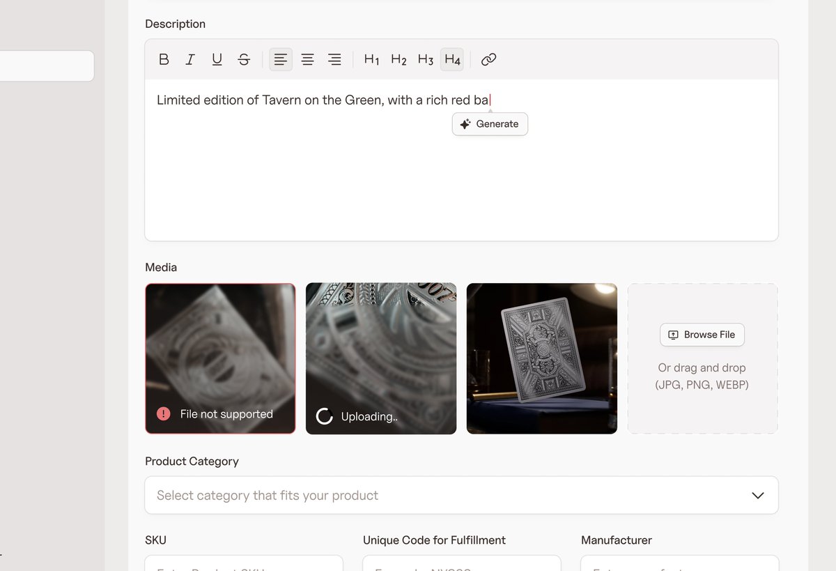 add product / upload media // dashboard ui - Farrel Putra