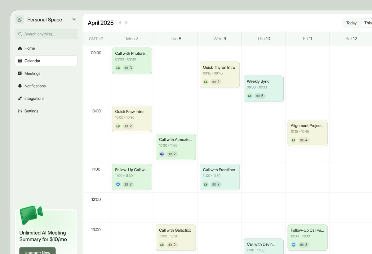 meetings schedule // ai meeting notetaker - Farrel Putra