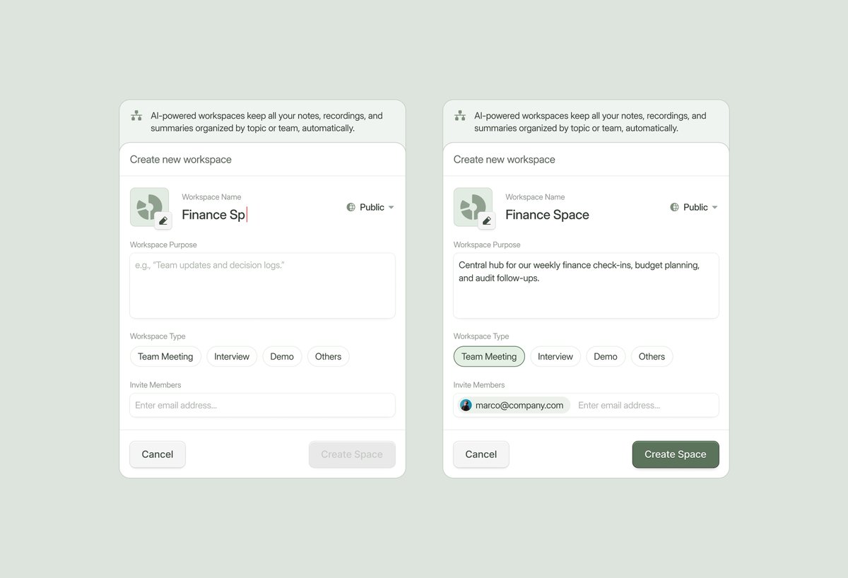 create new workspace // ai meeting notetaker - Farrel Putra
