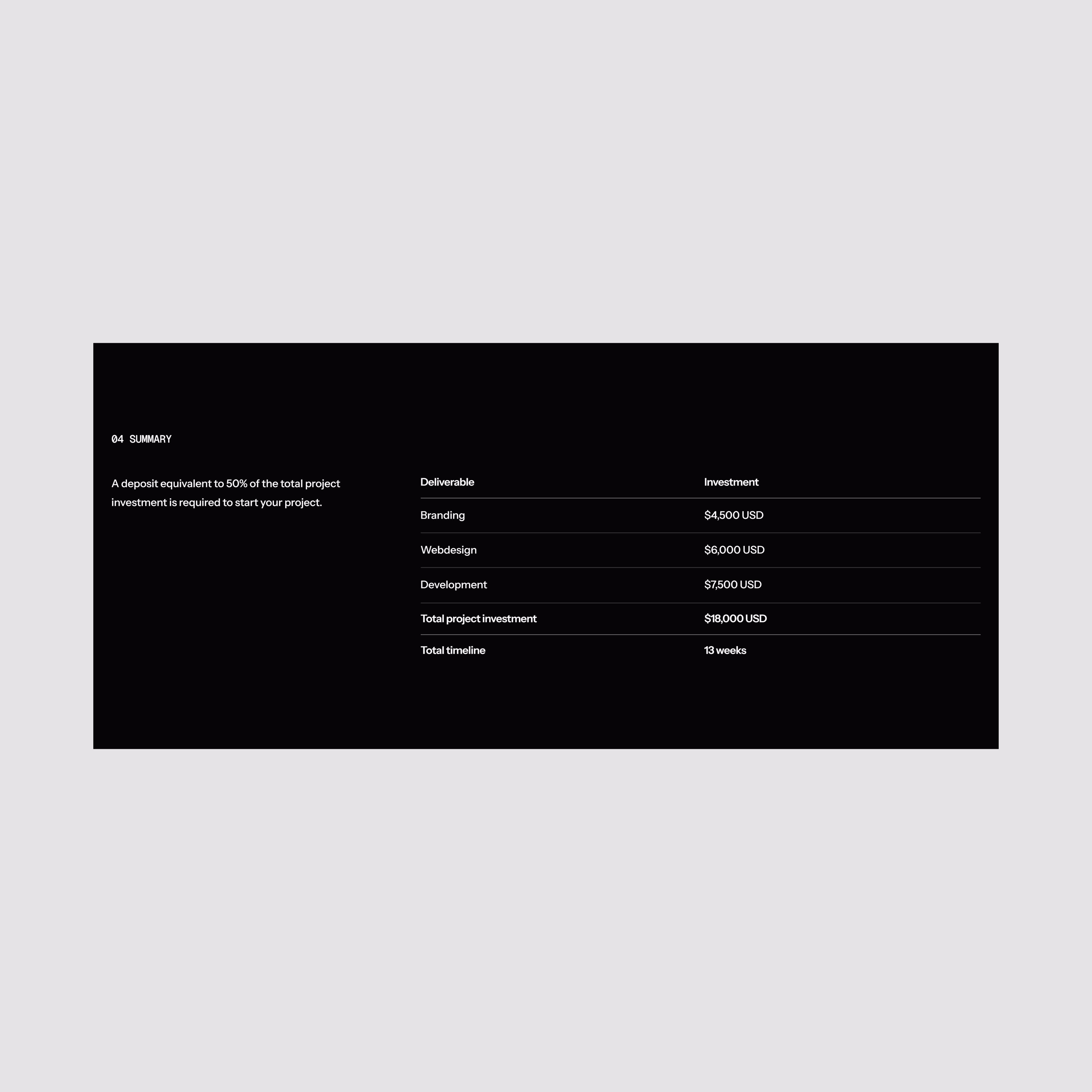 proposal summary section - Cedrik Stephen
