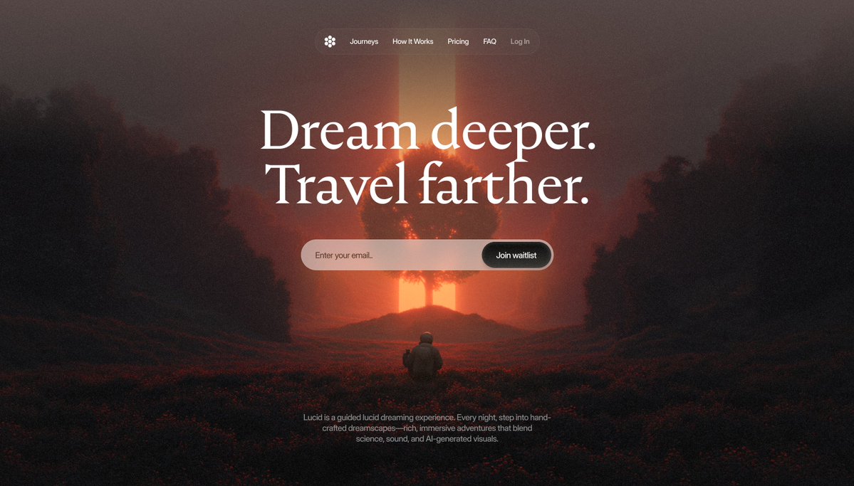 lucid dreaming landing page ft. midjourney - Kuba 