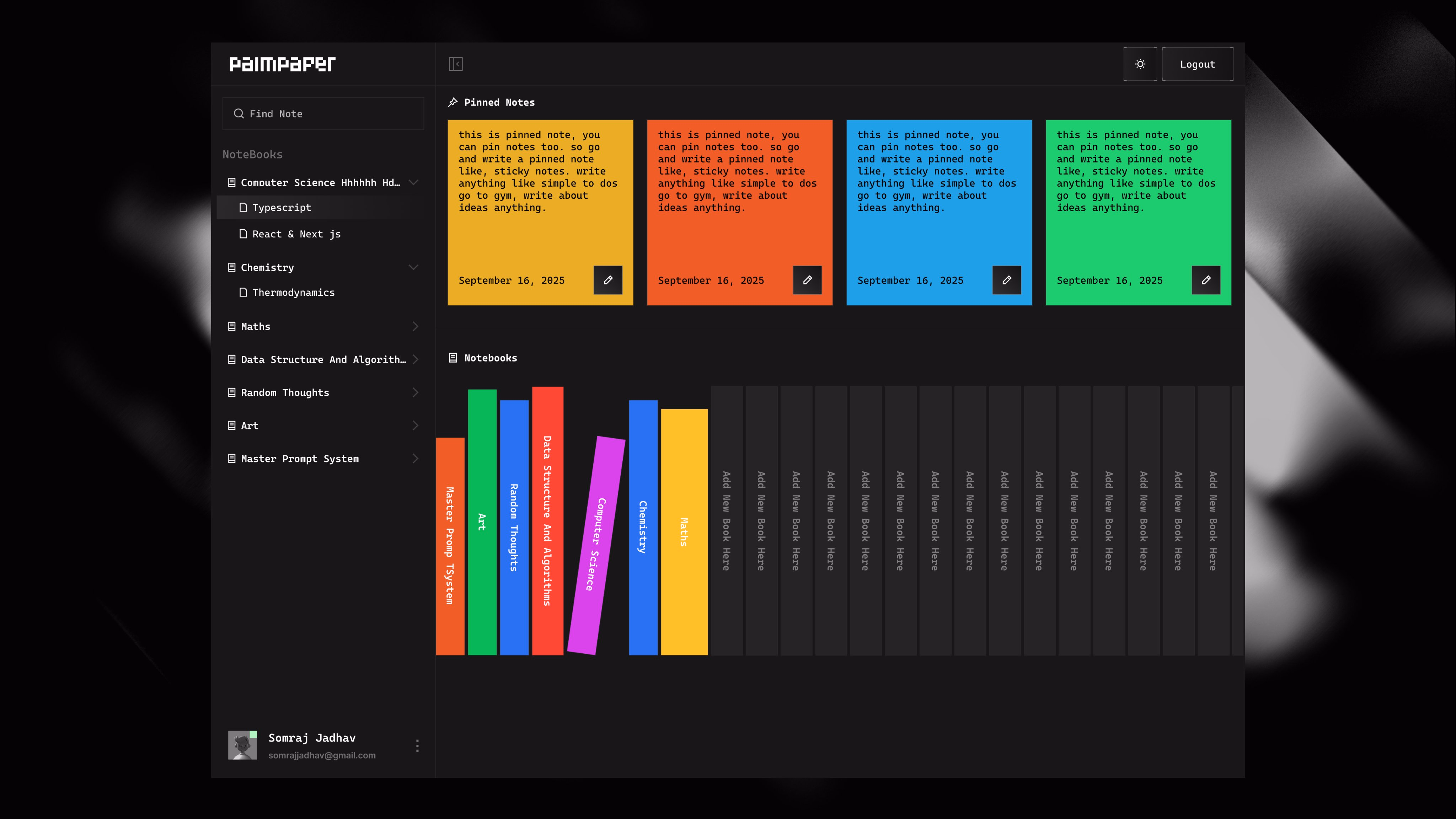 working on ui for my new notes app. mandatory question "Did I Cook?" - Somraj Jadhav