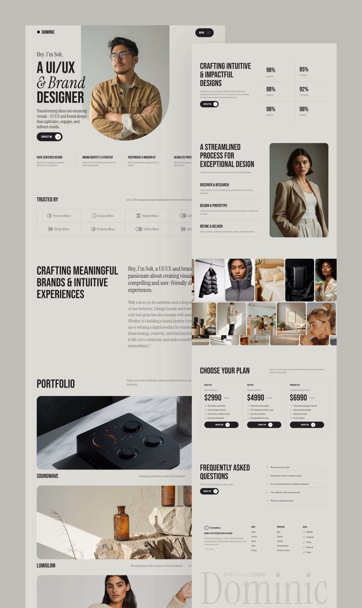 Personal Portfolio Home Page Template for Framer Built with Framebl... - Solt Wagner
