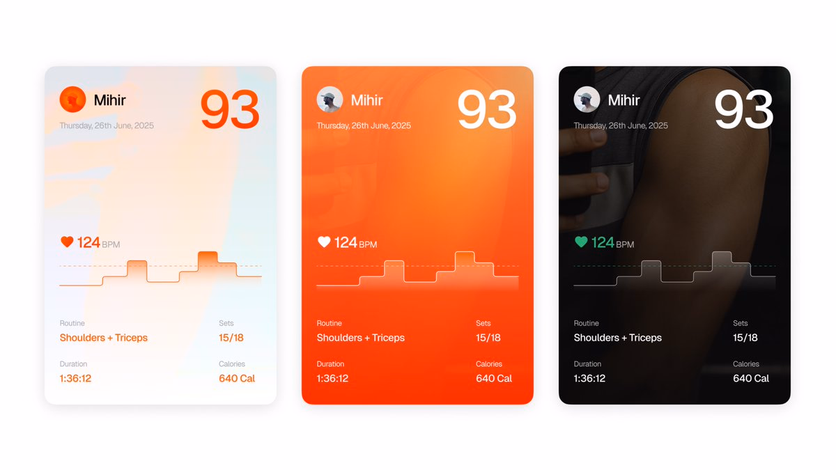 ✦ Workout Report Cards - UI Concept Which one do you like the most? - Mihir Modi