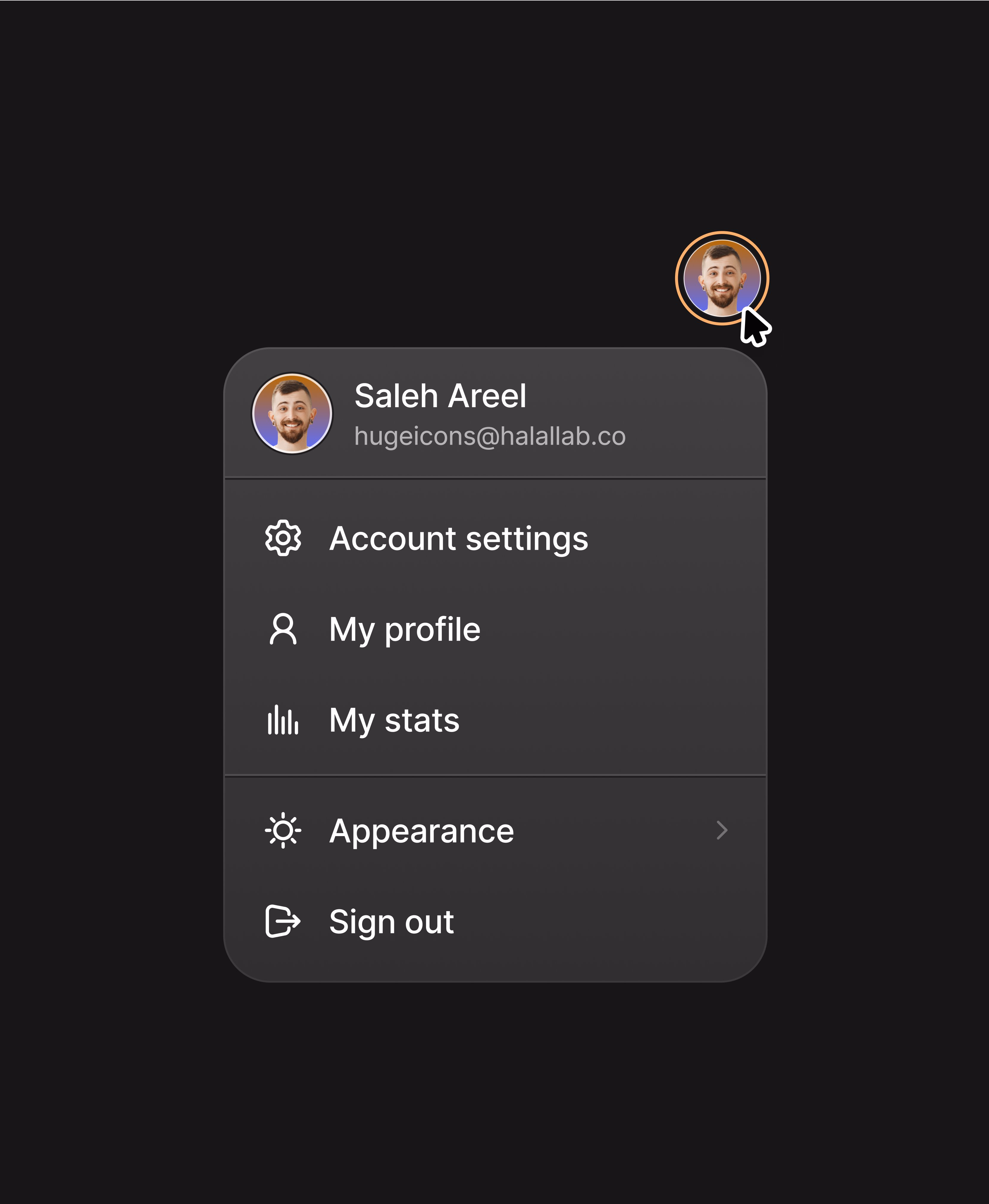 Profile drop down - Ahmed