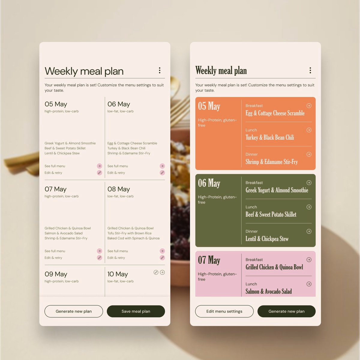 008 // Weekly Meal Plan Which style should I go for? - Aina