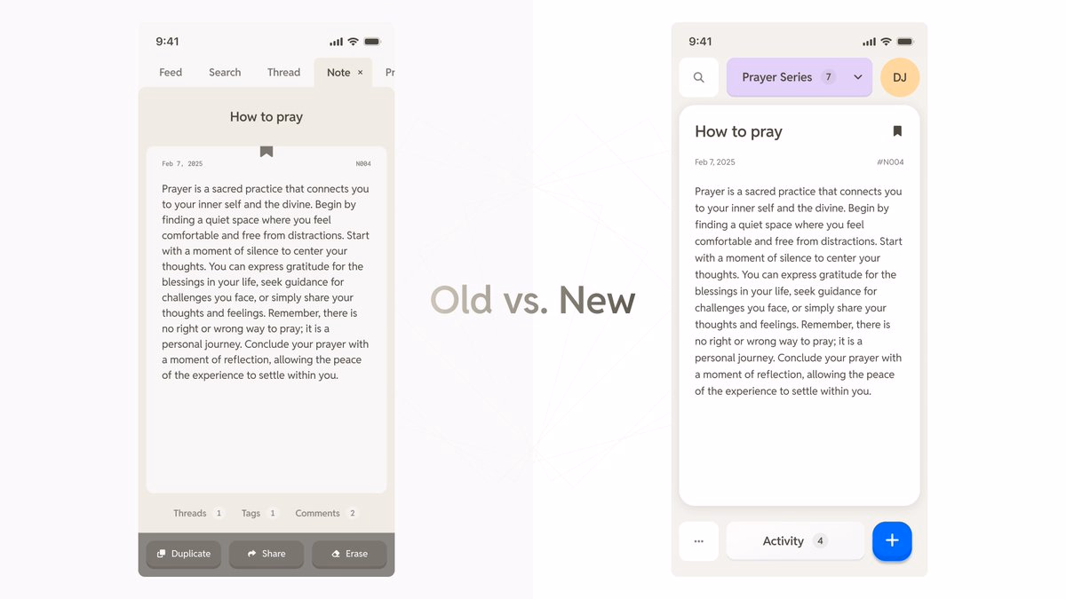 New design for the Bible notes app. After actually using the app I... - Derek J