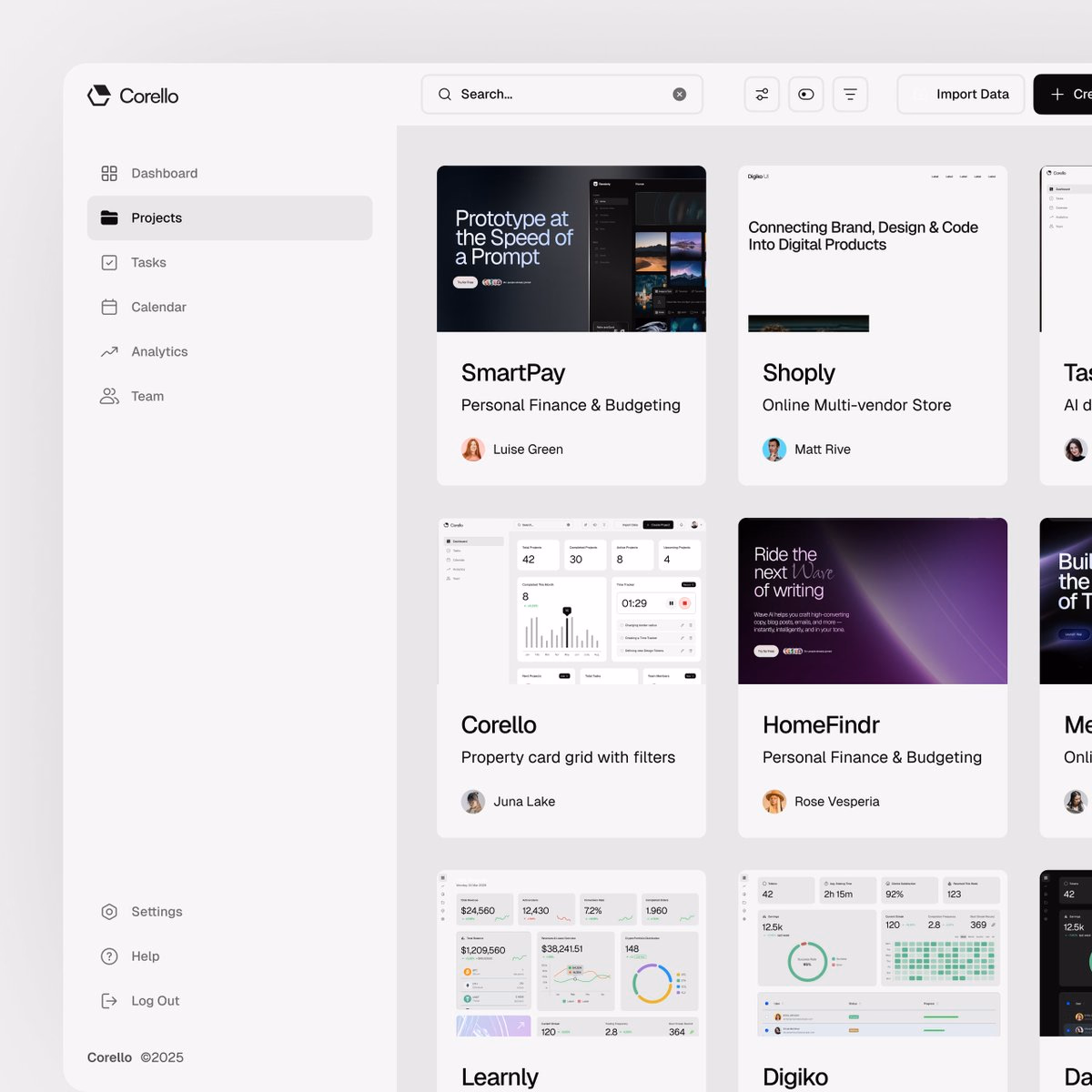 Dashboard for Team Management / Projects Section - Riccardo Marconato