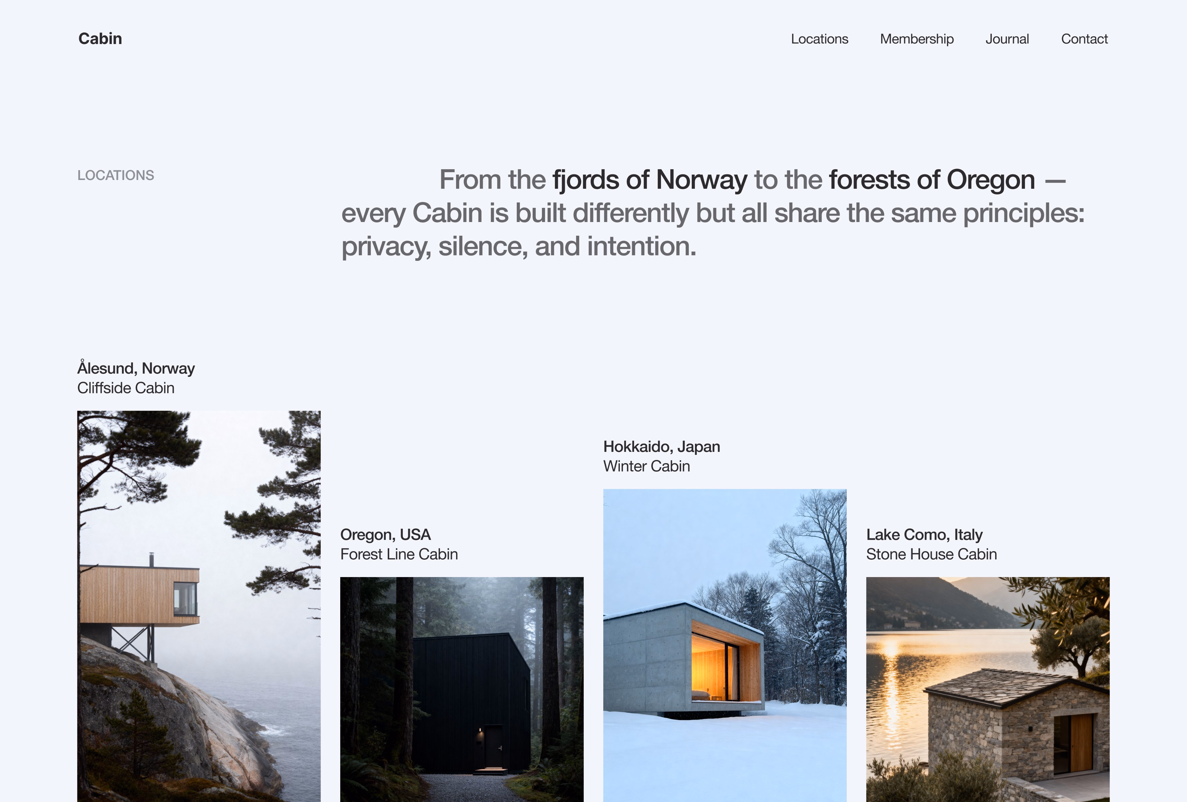 "Locations" section design concept - Kuba