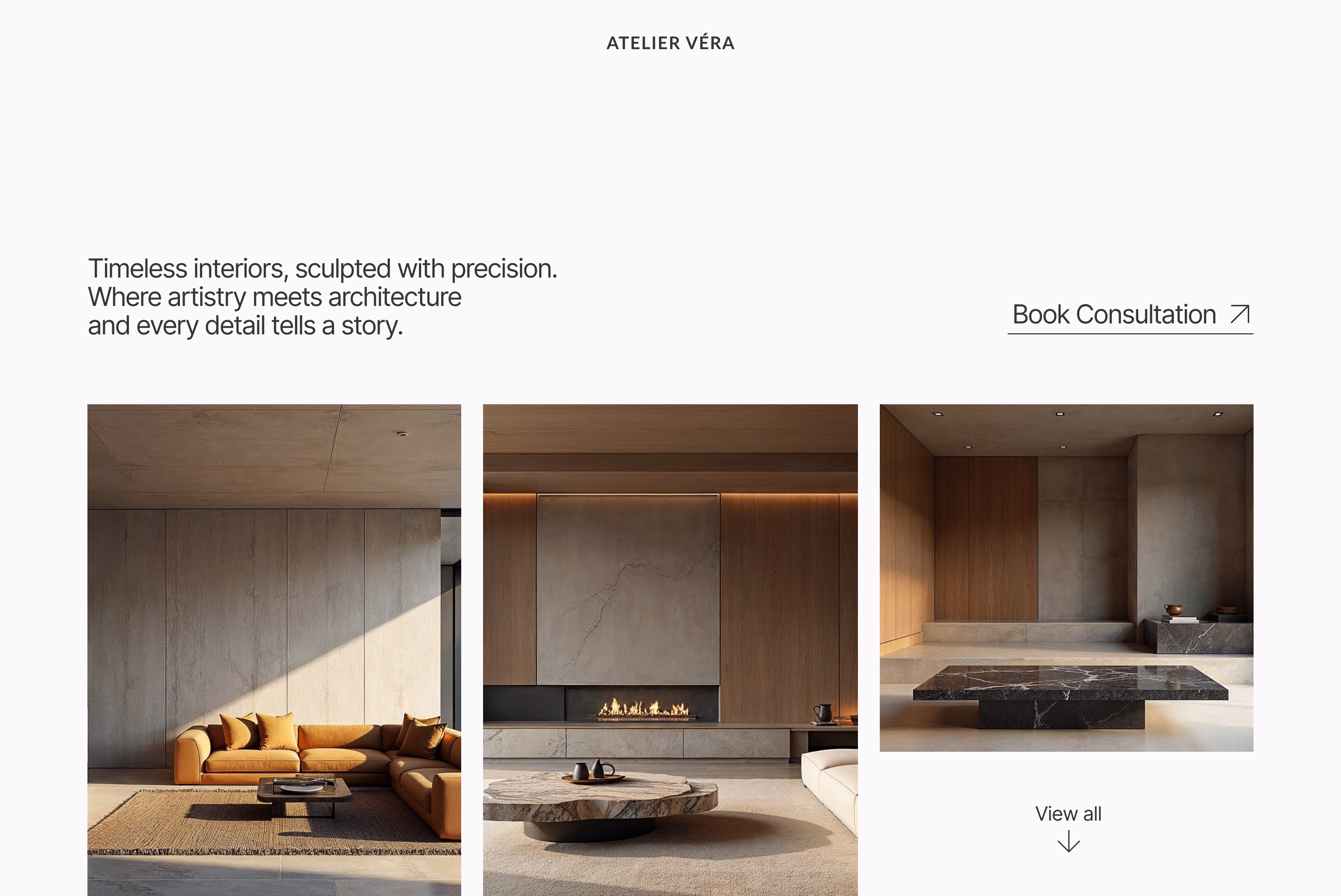 Hero section for an interior design studio - Kuba