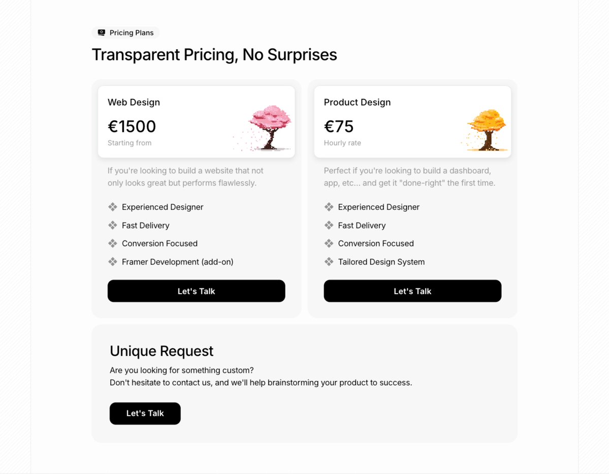 Pricing section - DOR