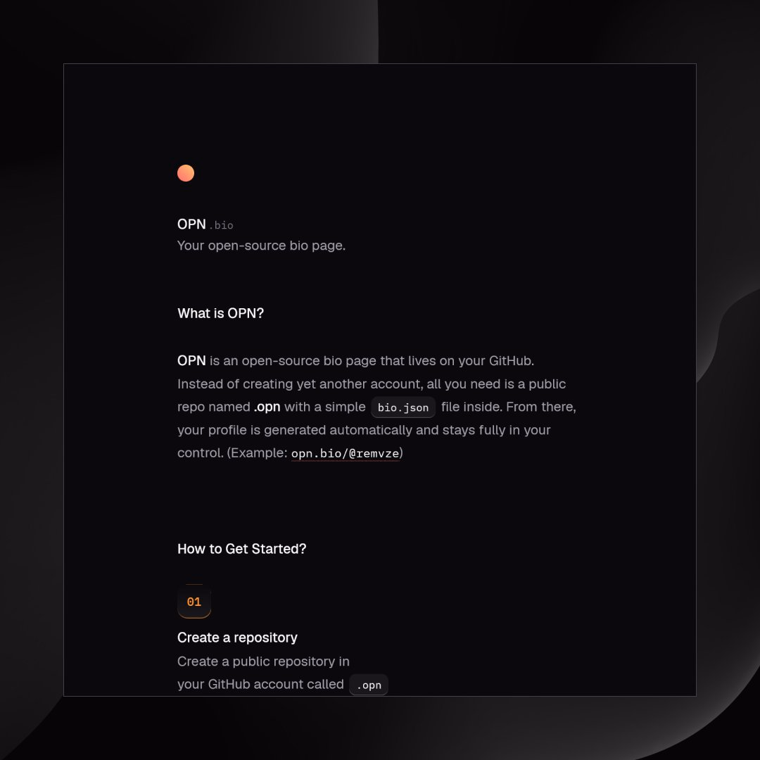 Redesigned OPN's homepage! OPN is a simple, open-source bio page ge... - maze