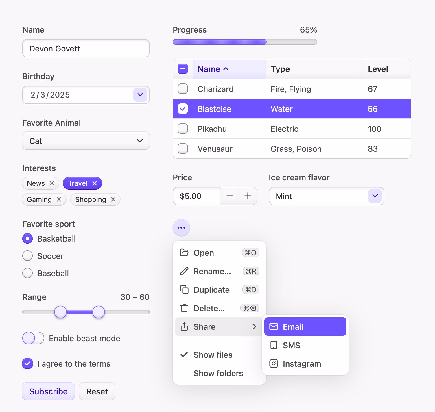 Having a blast re-designing all the React Aria examples this week.... - Devon Govett