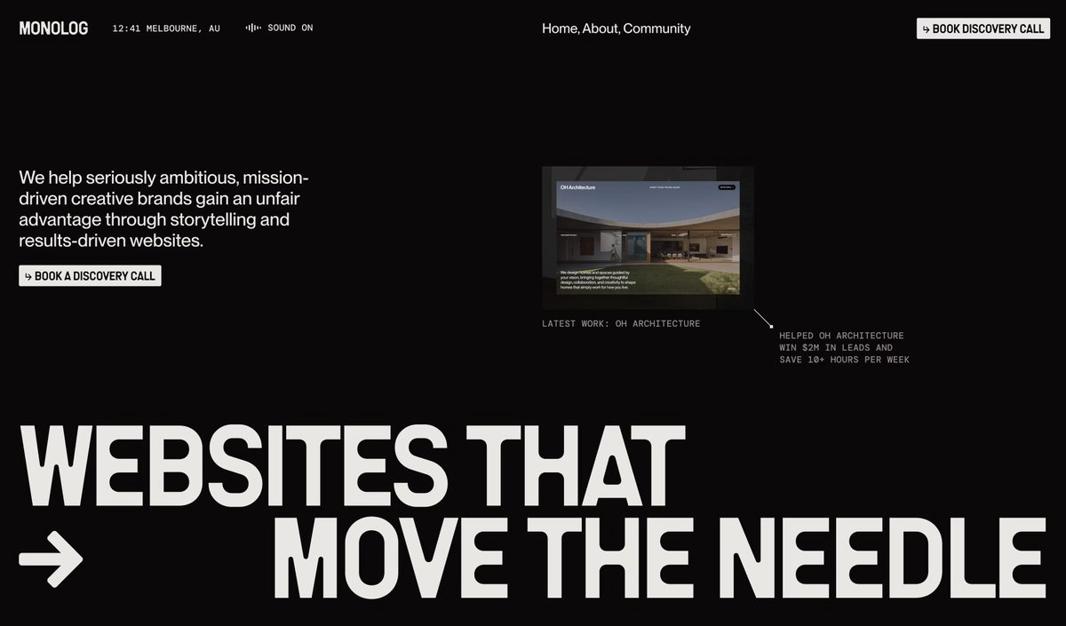 New hero section redesign for my studio site revamp. My old portfol... - Huy Nguyen