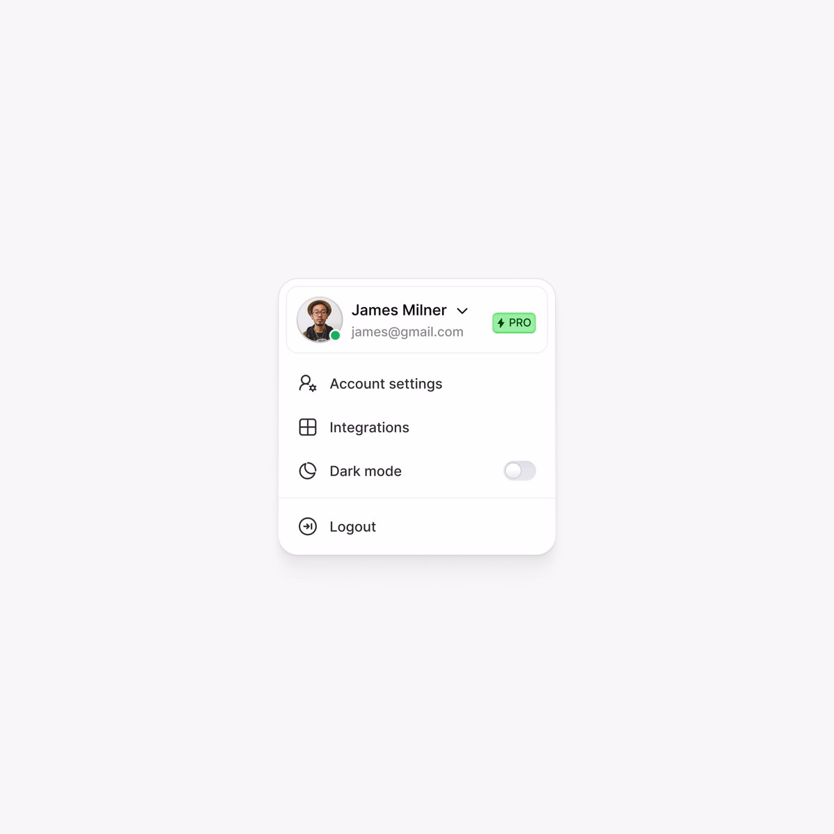 User Dropdown - Hugeicons