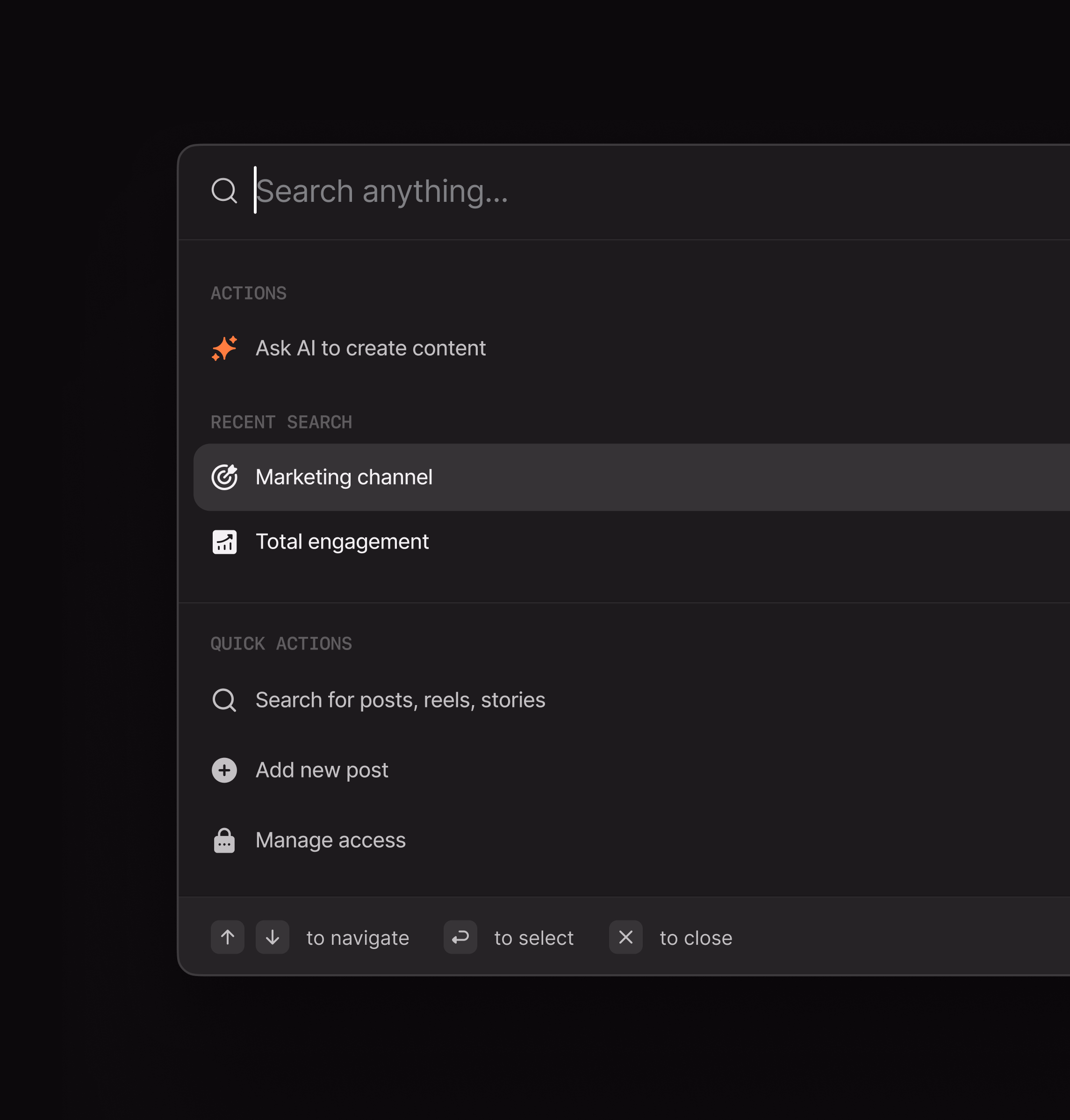 A neat, organized search modal made w/ Solid Icons - Hugeicons