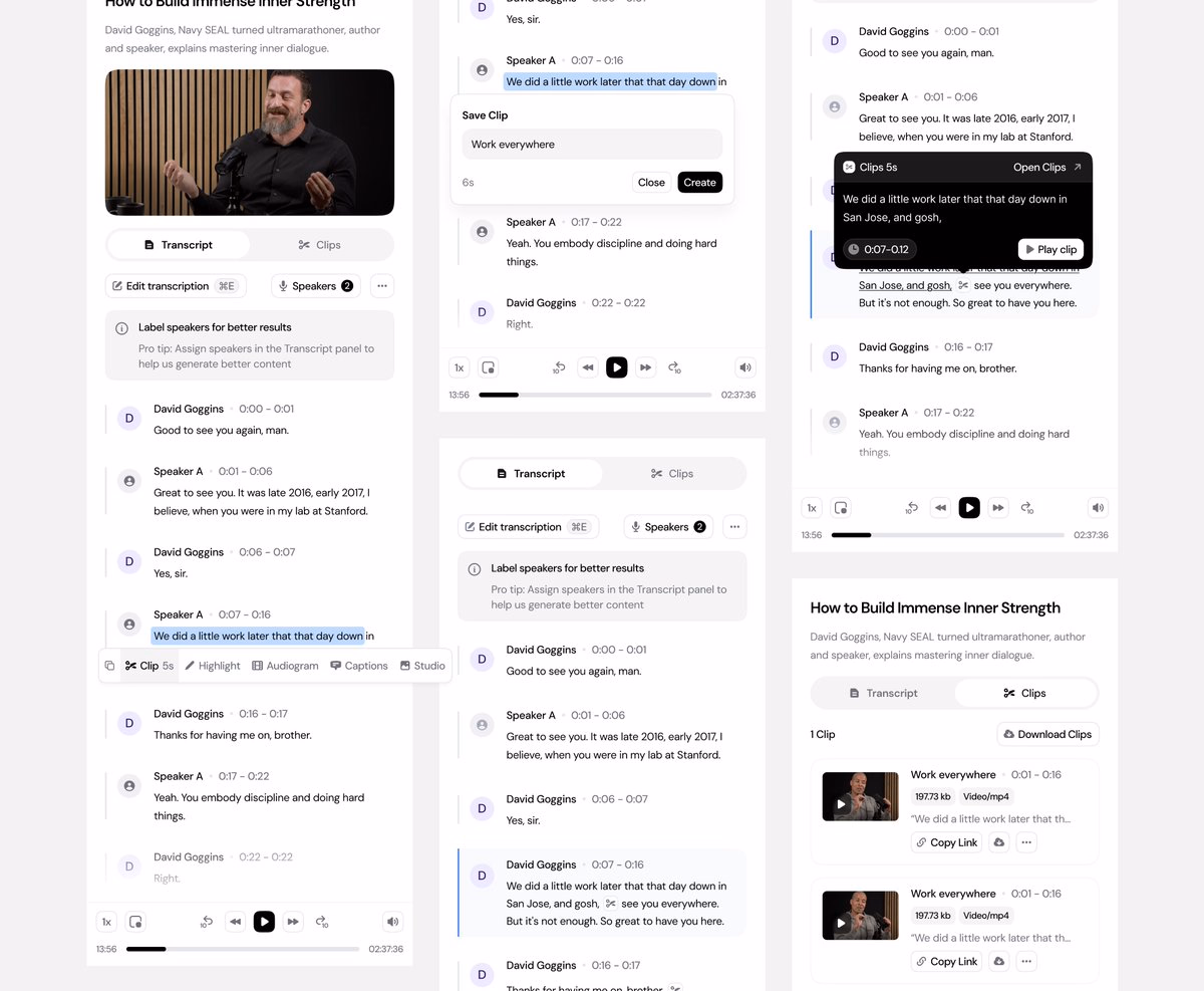 Contextual actions within transcript - Nick