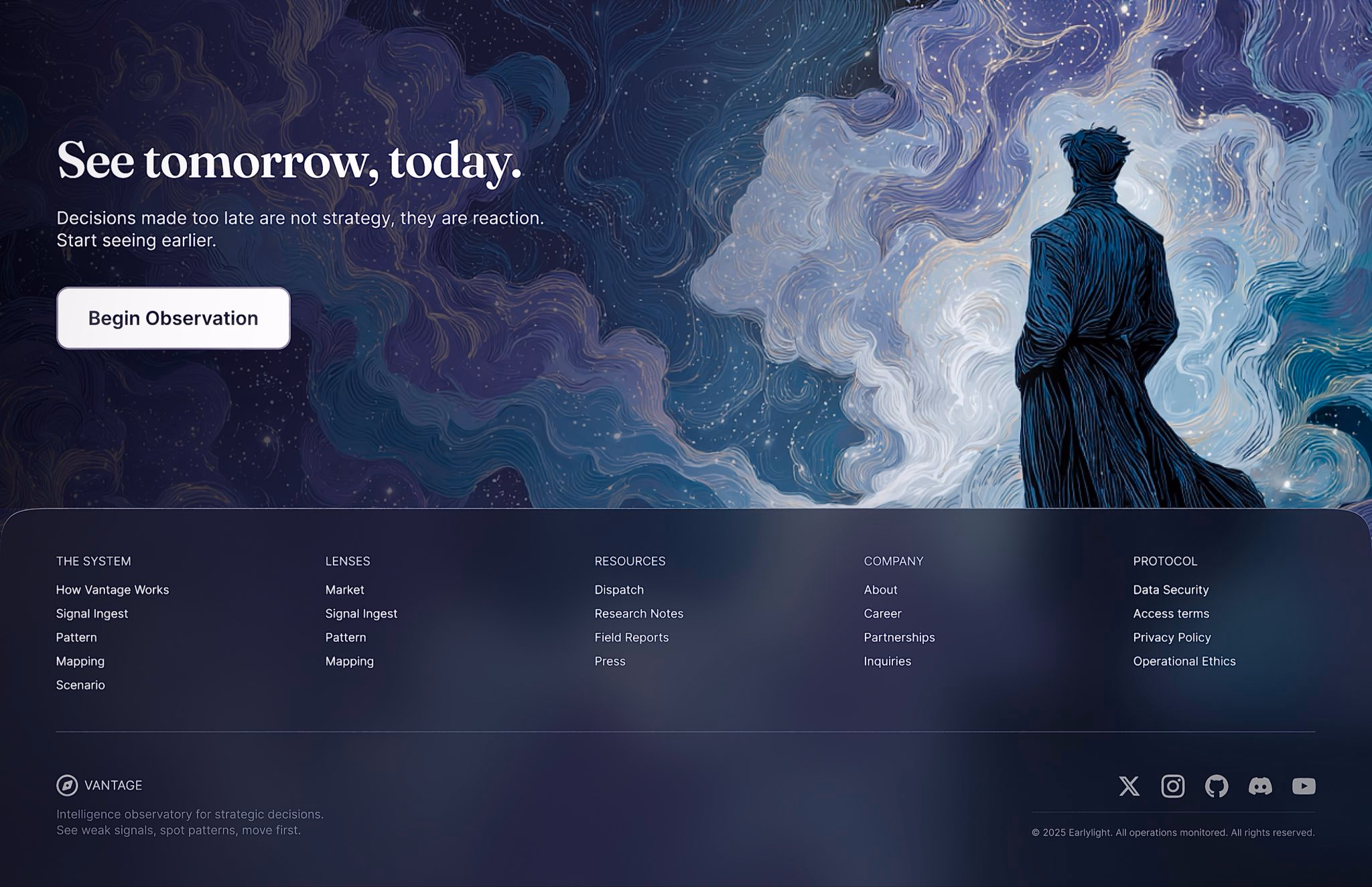 My best footer + CTA exploration: VANTAGE, an AI-based SaaS that he... - Rishabh Joshi