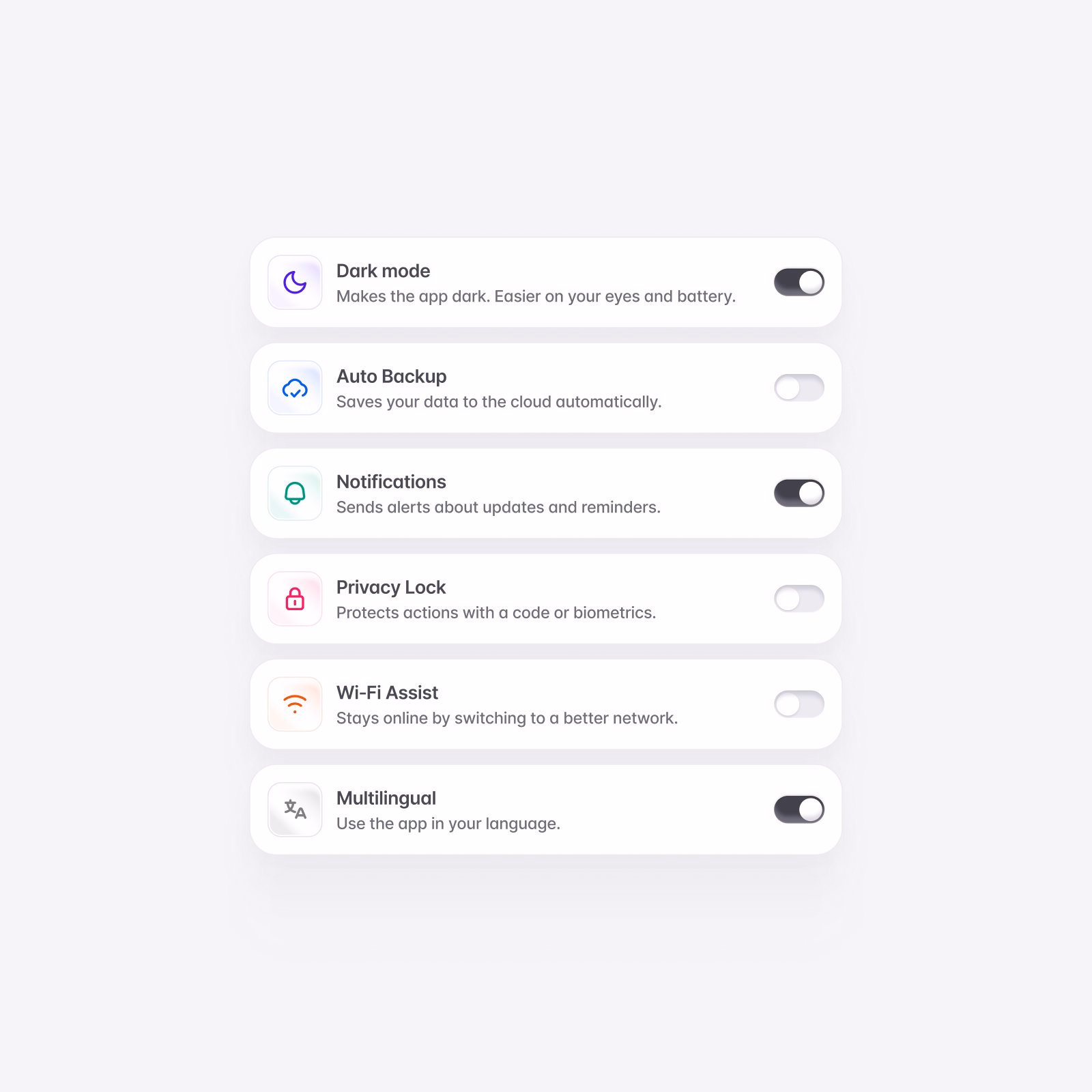 Settings Toggle Grid - Michael Nowak