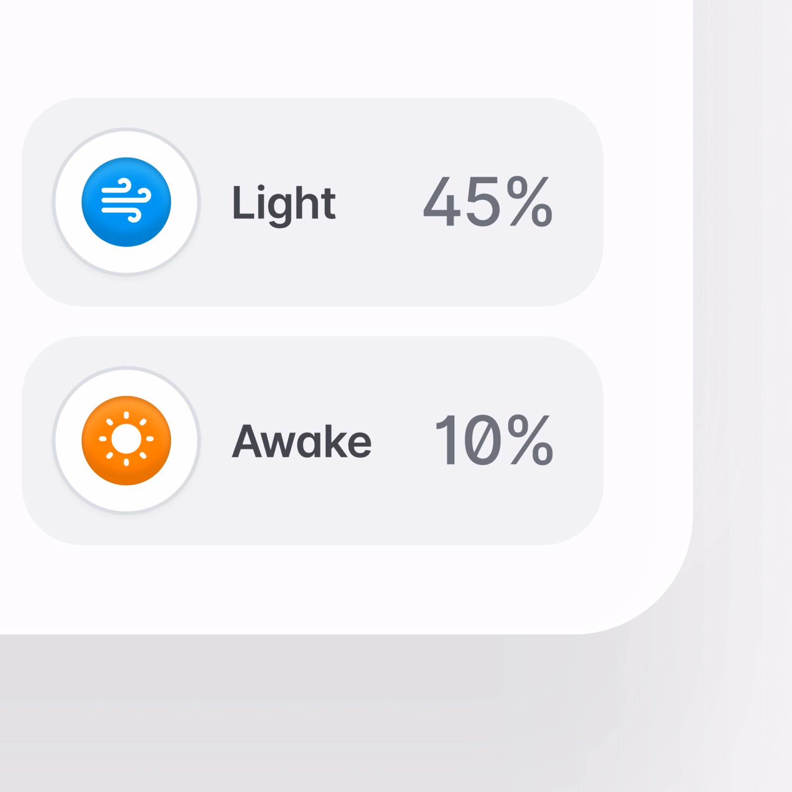 Modern sleep-tracking dashboard card featuring a colorful sleep-sta... - Michael Nowak