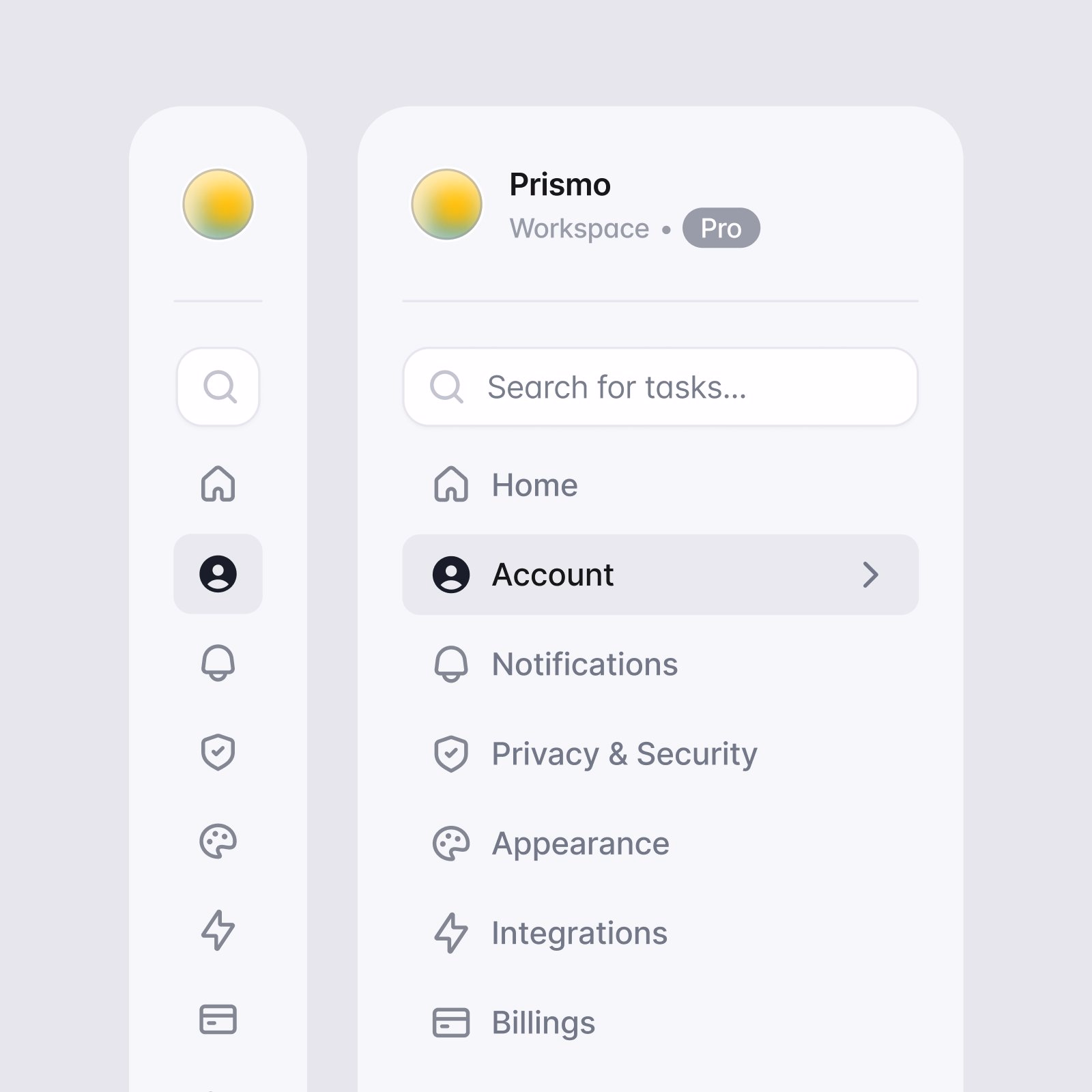 Two variations of a sidebar navigation - one collapsed to icon-only... - Michael Nowak