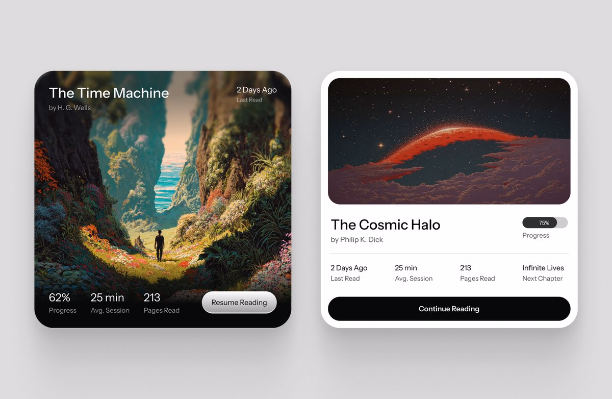 card designs for a reading app - Georgi