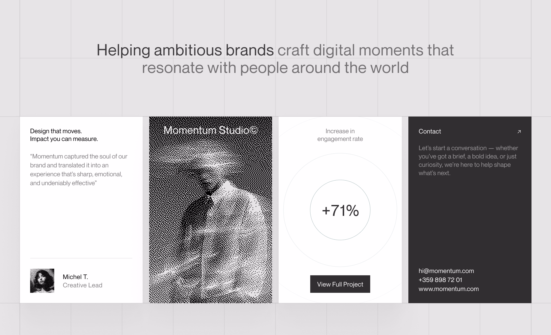 testimonials + services for a creative agency website - Georgi