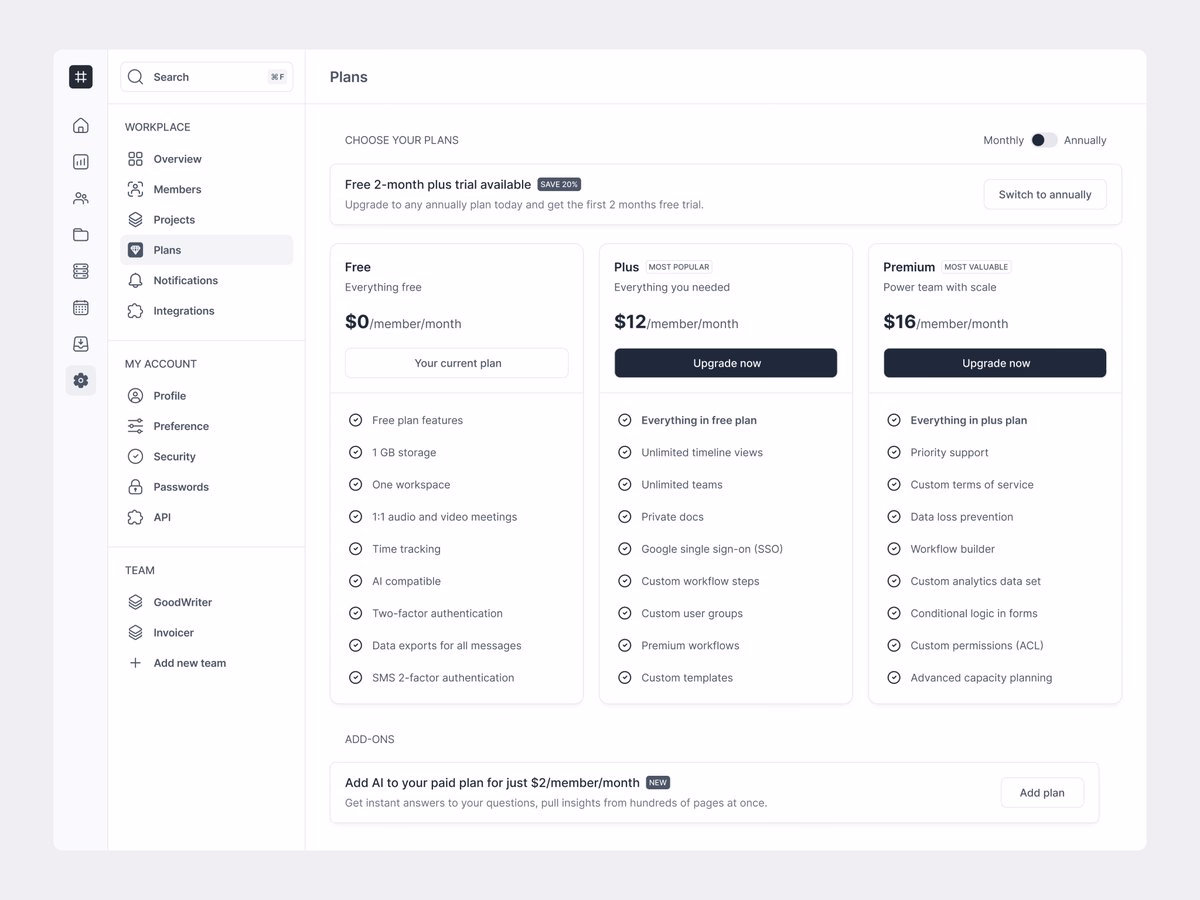 In-App Pricing Plans. ↓ - Louis Nguyen