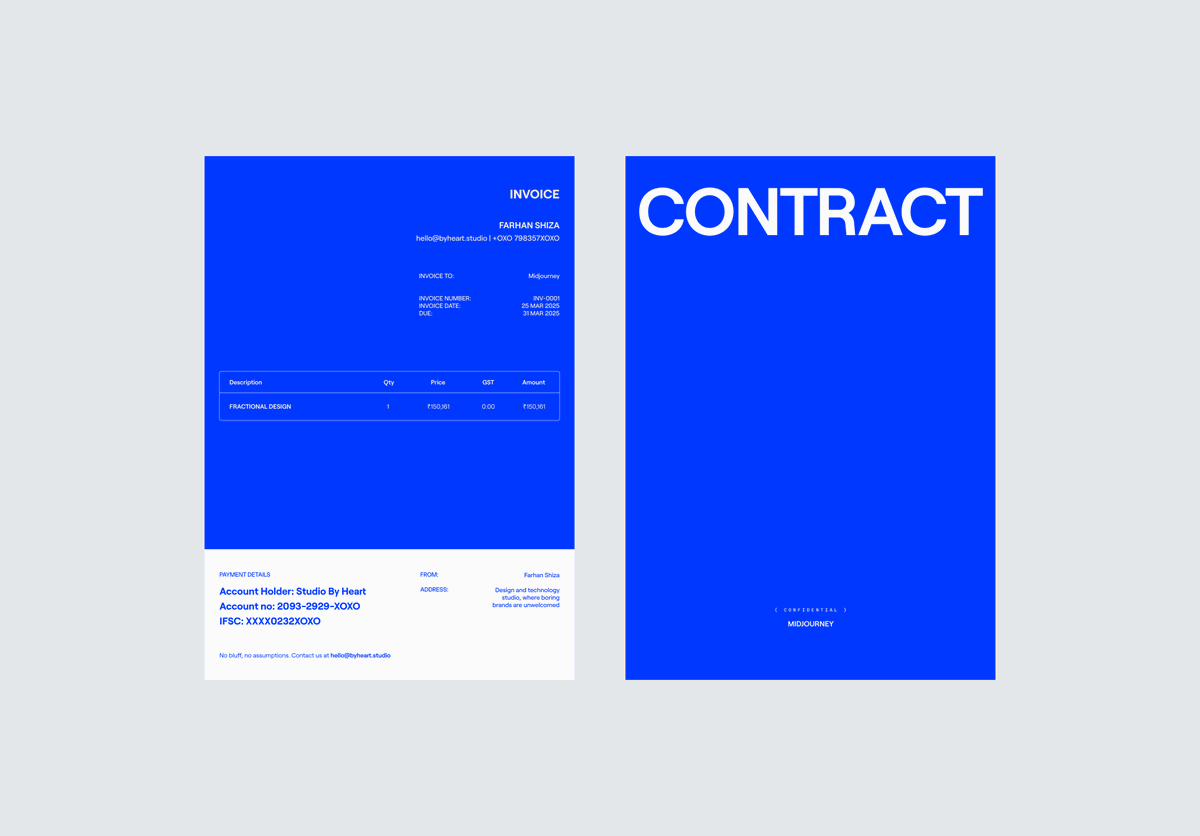 Invoice and contract template - Studio By Heart - Farhan