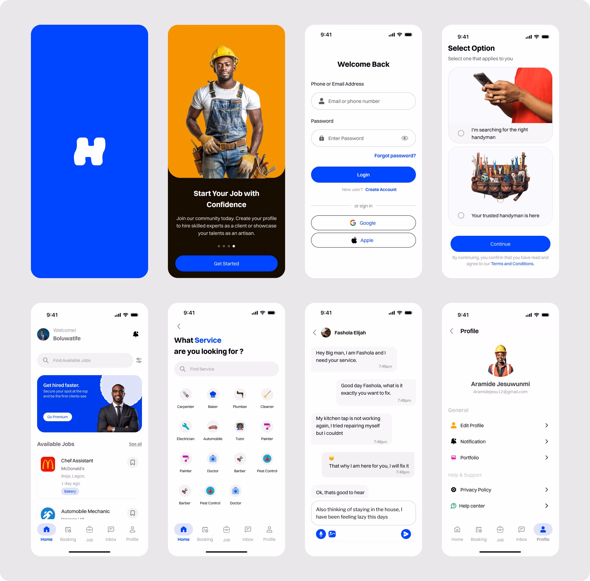 Full product screens - Boluwatife David