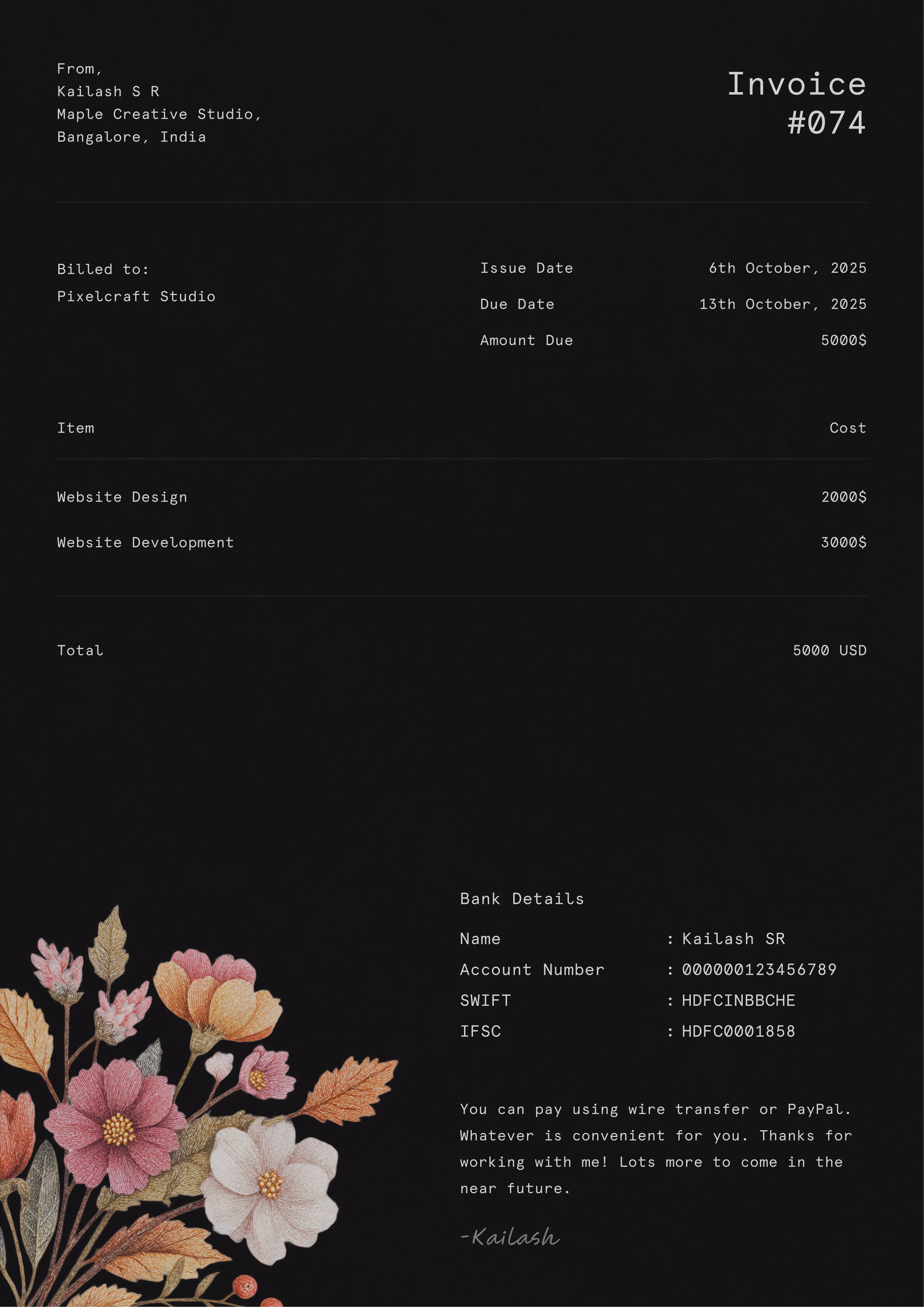 Even invoices should be thoughtful - Kailash