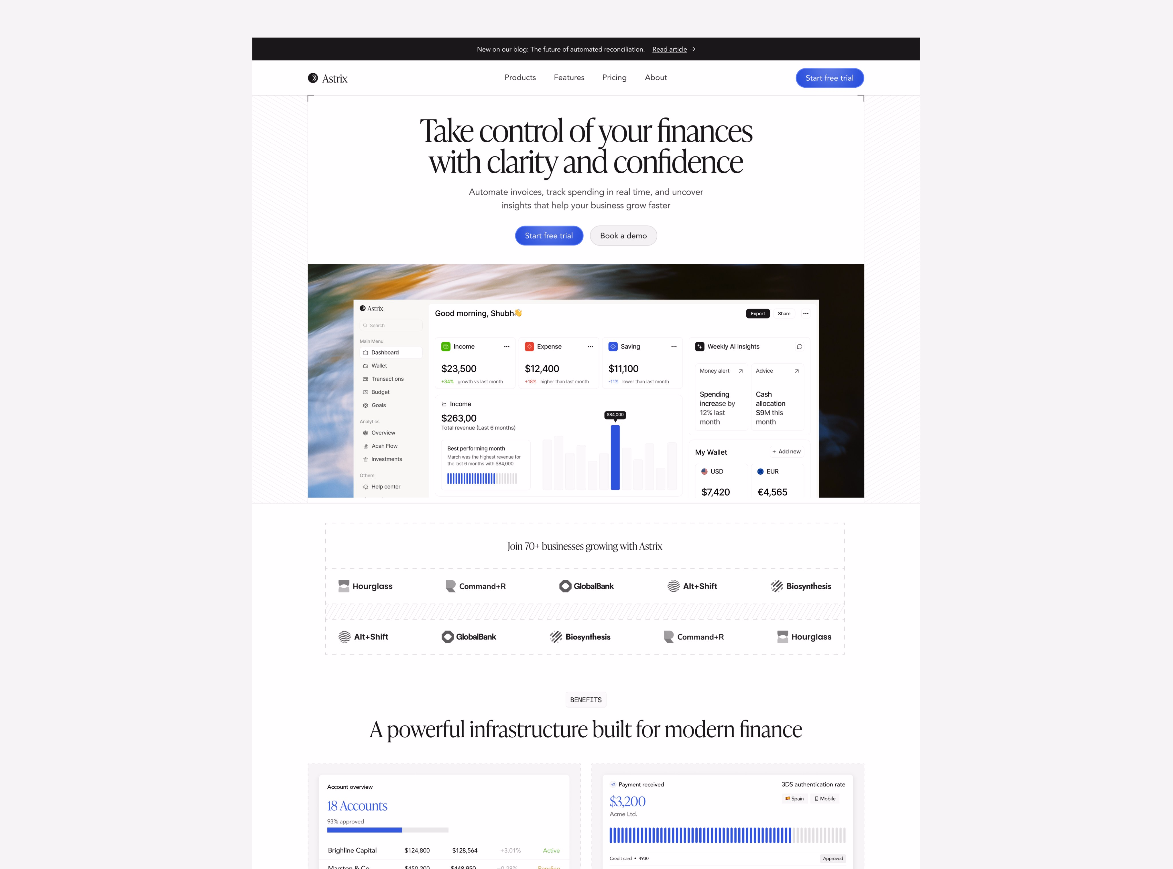 Recent landing page work - Shubh