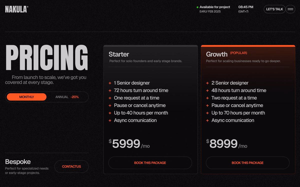 PRICING section - Gil @ Gilverse Design