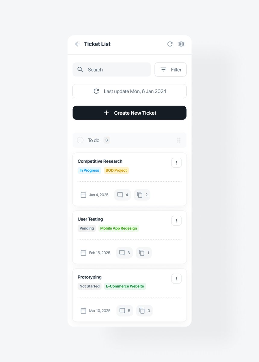 Ticket List - Insan - UX/Product Designer
