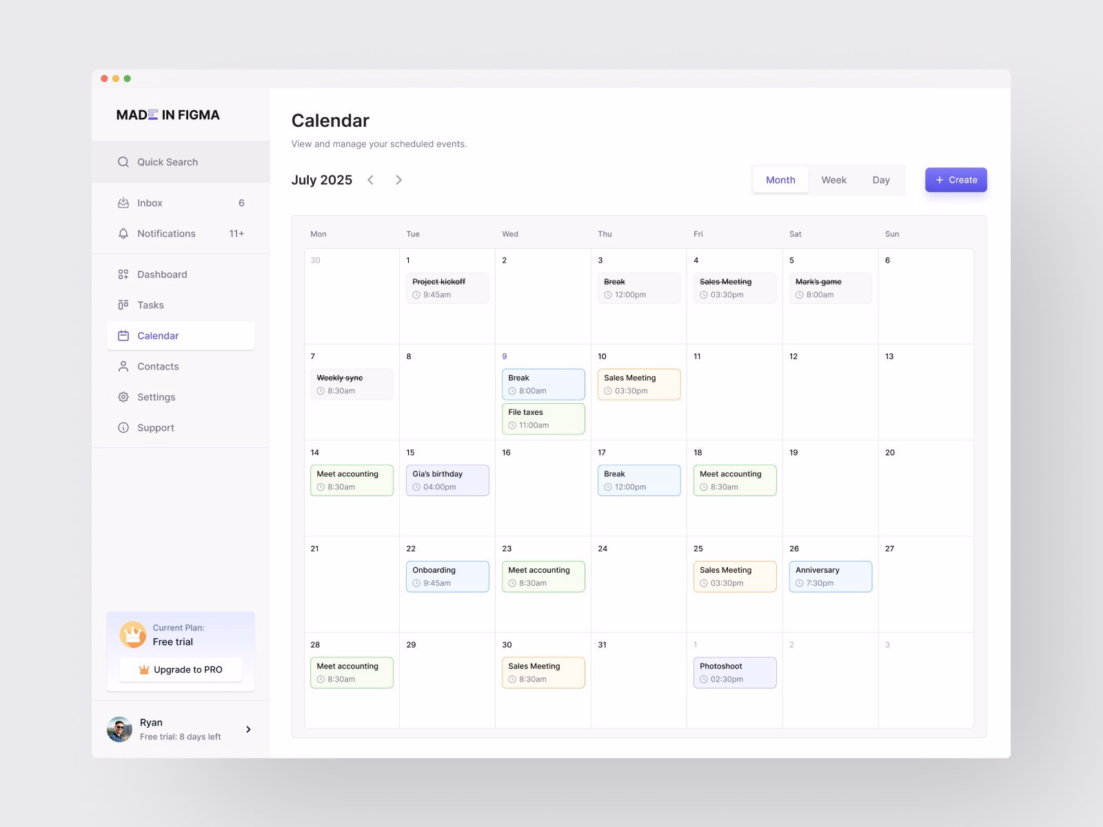 Calendar Look Build with @madeinfigma - Insan - UX/Product Designer