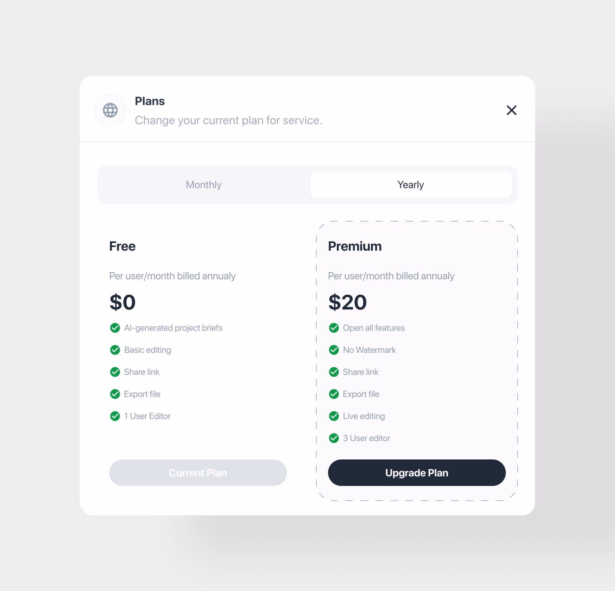 Pricing Plans - Insan - UX/Product Designer